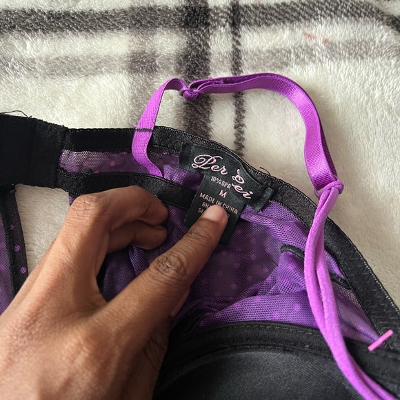 Black and purple goth grunge lace mini slip dress - Picture 4 of 5